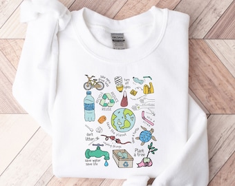 Sweat-shirt Earth Day - Sweat à capuche recyclé et réutilisation - Pull environnemental - Happy Earth Day - Support Planet Gift