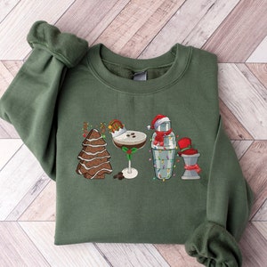 Christmas Cocktails Sweatshirt, Christmas Espresso Martini Sweater, Christmas Tree Cake Sweatshirt, Christmas Party, Xmas Martini Lover Gift