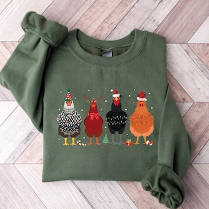Christmas Chicken Sweatshirt, Funny Farmer Sweater, Chicken Sweatshirt, Farm Animals, Chicken Christmas Lights Sweatshirt, Christmas Gifts
