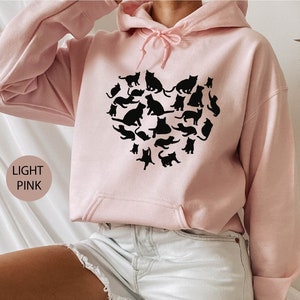 Cat Heart Sweatshirt, Cat Lover Sweatshirt, Cat Heart Hoodie, Cat Mom Hoodie, Cat Gift, Cat Lover Gift, Animal Lover Sweatshirt, Minimalist