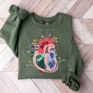 Heart Anatomy Sweatshirt - Nurse Gift - Floral Heart Anatomy Hoodie - Cardiology Sonographer Gift - Nursing Student Gift - Cardiac Nurse