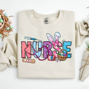 Easter Nurse Sweatshirts, Bunny Nurse Sweatshirt, Easter Day Nurse Sweatshirts, Easter Nurse Gift, Nurse Bunny Sweatshirt, Funny Nurse Shirt