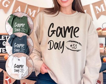 Custom Football Sweatshirt - Personalized Team Number Hoodie - Game Day Sweatshirt - Football Mom Hoodie - Football Season Crewneck