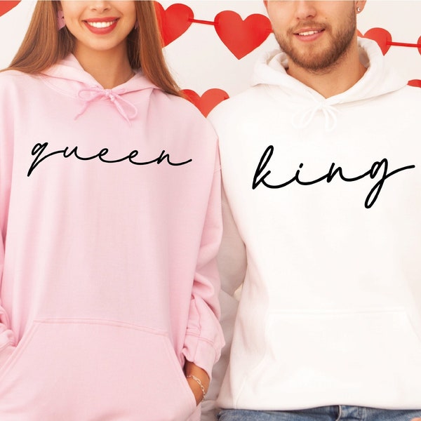 King and Queen Sweatshirts, Couple Hoodies, Valentine Matching Crewnecks, King Hoodie, Queen Hoodie, King Queen Hoodies, Gift for Her