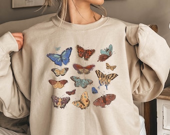 Butterfly Sweatshirt, Butterfly Crewneck, Vintage Butterfly Crewneck, Butterfly Sweatshirt Gift, Butterfly Lover Shirt, Butterflies Hoodie
