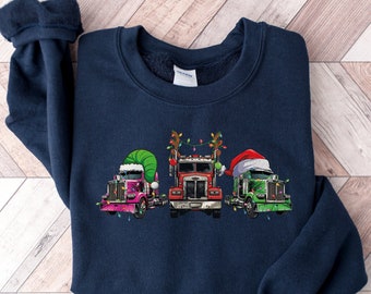 Truck Driver Christmas Sweater, Semi Truck Sweatshirt, Retro Christmas Sweatshirt, Xmas Crewneck, Holiday Sweatshirt, Trucker Christmas Gift