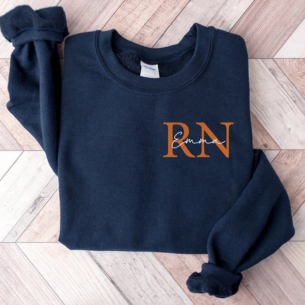Custom Registered Nurse Sweatshirt, Personalized RN Sweater, Nurse Pocket Sweatshirt, Nurse Life Hoodie, Nurse Sweatshirt, Custom Nurse Gift