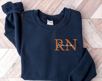 Custom Registered Nurse Sweatshirt, Personalized RN Sweater, Nurse Pocket Sweatshirt, Nurse Life Hoodie, Nurse Sweatshirt, Custom Nurse Gift