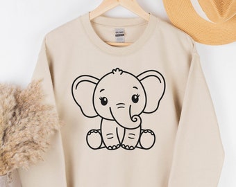Elephant Sweatshirt, Cute Elephant Shirt, Custom Elephant Hoodie, Trendy Hoodie, Baby Elephant Shirt, Animal Lover Gift, Elephant Gifts