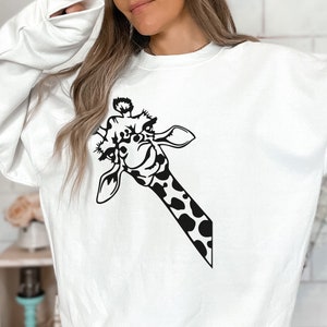 Giraffe Print T-shirt, Casual Crew Neck Short Sleeve Summer T