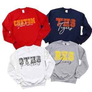 School Mascot Sweatshirt, Personalized School Hoodies, Retro Custom School Sweaters, Team Name Sweatshirt, School Spirit Wear, Teacher Gift