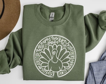 Thanksgiving-sweater, Turkije-shirt, Thanksgiving-zweet, herfst vrouwen sweater, Thanksgiving familie shirts, familie, dankbaar sweatshirt