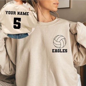 Custom Volleyball Sweatshirt, Volleyball Sweatshirt Gift, Highschool College Volleyball Gift, Gift for Volleyball Player, Custom Number Name