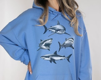 Vintage Great White Shark Sweatshirt - Shark Lover Hoodie - Sea Life Hoodies & Sweatshirts - Respect The Locals - Marine Biology Crewneck