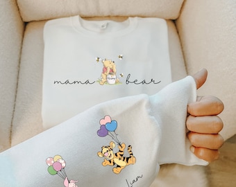 Mama Bear Sweatshirt with Kids Names on Sleeve - Custom Mama Sweatshirt - Mother's Day gift - Custom Mama Sweatshirt or Hoodie