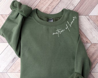 Matron Of Honor Sweatshirt, Bridal Party Sweatshirt, Bridesmaid Gifts, Collar Print Sweatshirt, Bachelorette Party Sweatshirt, Wedding Gifts
