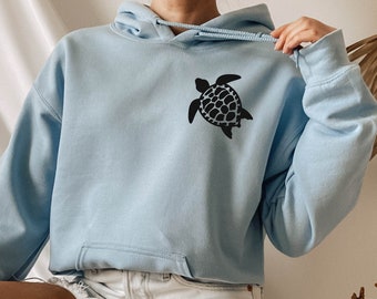 Sea Green Turtles Womens Sports Long Sleeve Crop Hoodie Sweatshirt Top Pullover Hooded Sweatshirt 