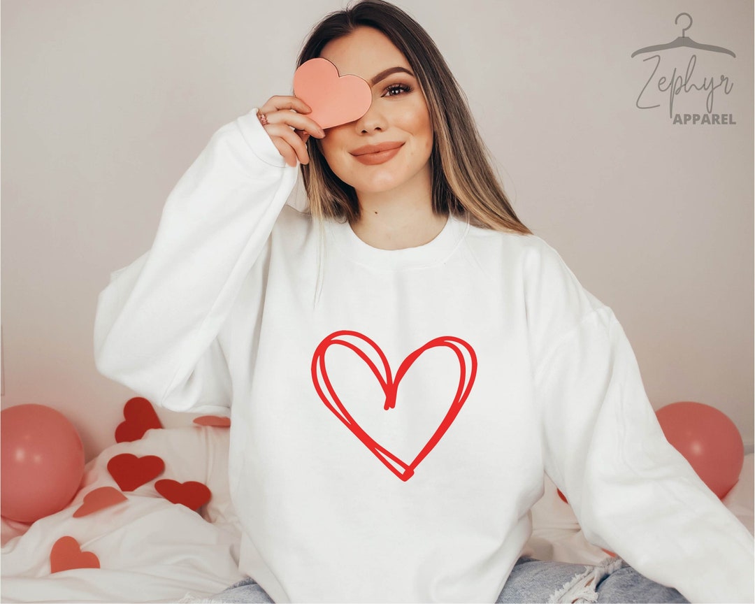 Double Heart Sweatshirt, Heart Valentine Sweatshirt, Valentine