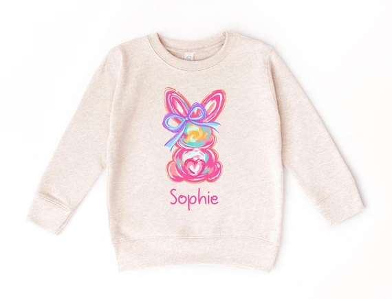 Custom Easter Bunny Sweatshirt - Girl Easter Hoodie - Toddler Easter Day Sweater - Easter Outfit - Personalized Easter Gift