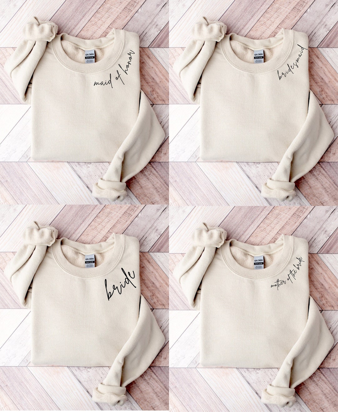 Bridal Party Sweatshirts, Minimalist Maid of Honor Sweatshirts, Bride