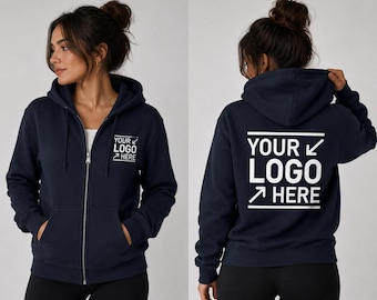 Sweat à capuche zippé personnalisé avec logo, Veste zippée personnalisée pour entreprise, Sweat à capuche avec logo d'entreprise, Vêtements de travail pour employés, Veste personnalisée, Fermeture éclair intégrale, Unisexe