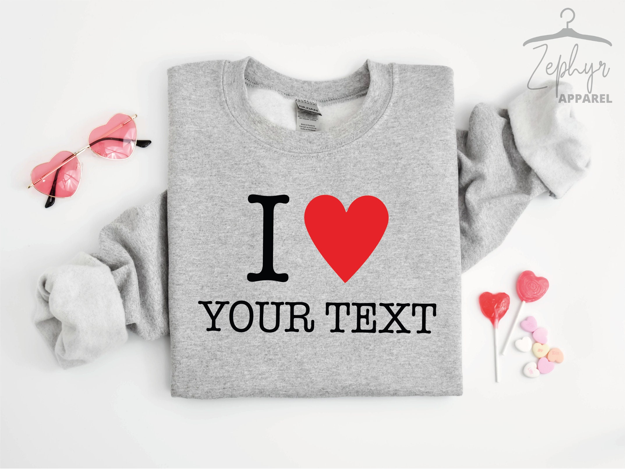 Felpa Con Cappuccio Personalizzata I HEART - Scrivi Il Nome Della Tua Fidanzata - San Valentino