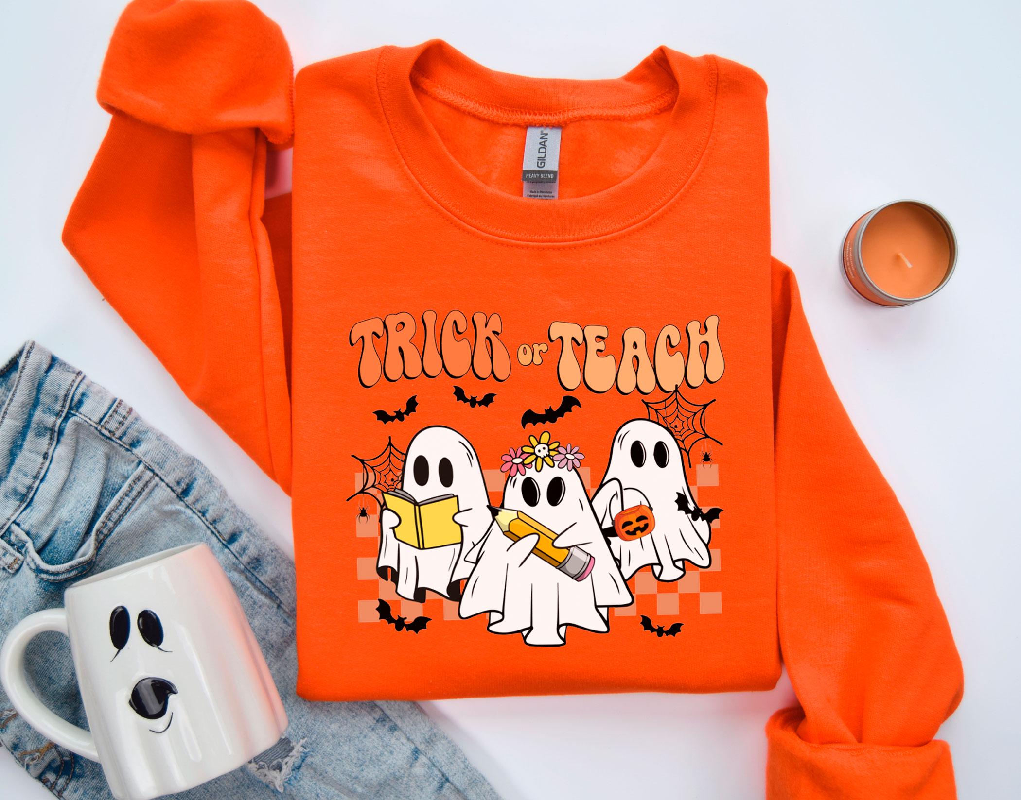 Sweatshirt Halloween 'Trick Or Teach' - Idée Costume Dernier Moment Pour Profs Hommes Et Femmes