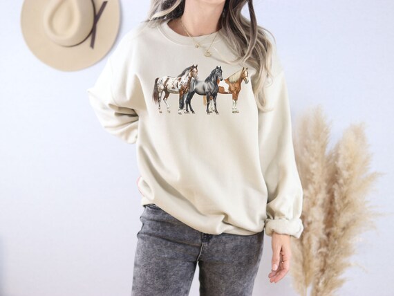 Horse Lover Sweatshirt - Western Horse Crewneck - Cowgirl Hoodie - Horse Girl Sweater - Equestrian Apparel - Riding Horse Sweatshirt