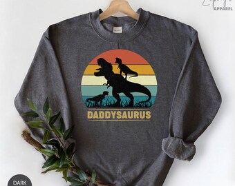 Maglietta Divertente Festa Del Papà: Daddysaurus Stile Retrò - T-Shirt Uomo 100% Cotone, Blu, Taglia XXL