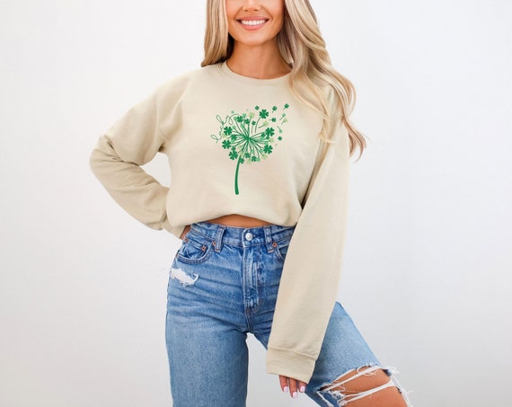 St. Patrick's Dandelion Sweatshirt - Lucky Dandelion Hoodie - St. Patrick Sweater - Women St. Patrick Hoodie - Lucky Shamrock Sweater