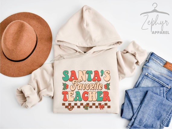 Santas Favorite Teacher Sweatshirt, Teacher Christmas Shirt, Vintage Christmas Sweatshirt, Teacher Christmas Gifts, Funny Christmas Teacher