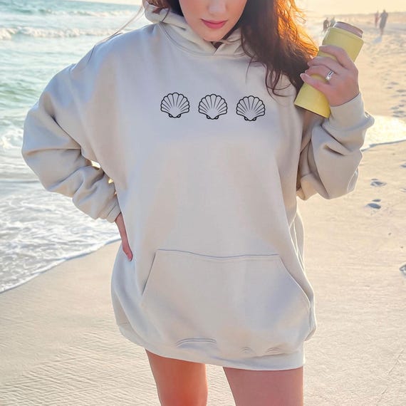 Seashell Sweatshirt - Retro Ocean Hoodie - Beach Sweater
