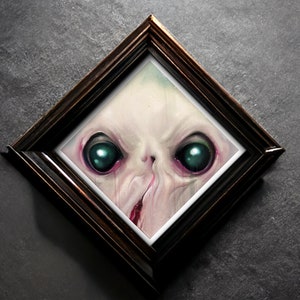 Unusual Alien Eye and Gore Print, Square Horror Print, Surreal Painting of Eyes and Open Wound