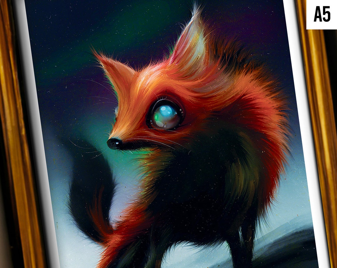 Gruseliges süßes Fuchs Kunstwerk auf A5 Dark Fantasy Fox Art - Etsy.de