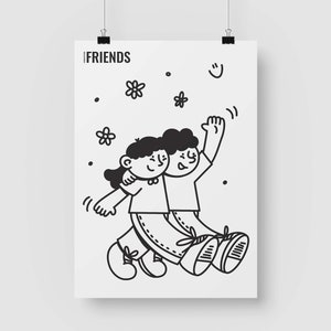 LOVELY FRIENDS Printable Wall Art Digital Print Graphic Wall Art Happiness Art Print Boho Decor Instant Download Cute Print Art