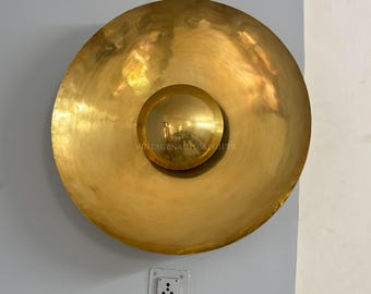 Handmade Brass Wall Sconce: Mid-Century Modern Gold Disc Light