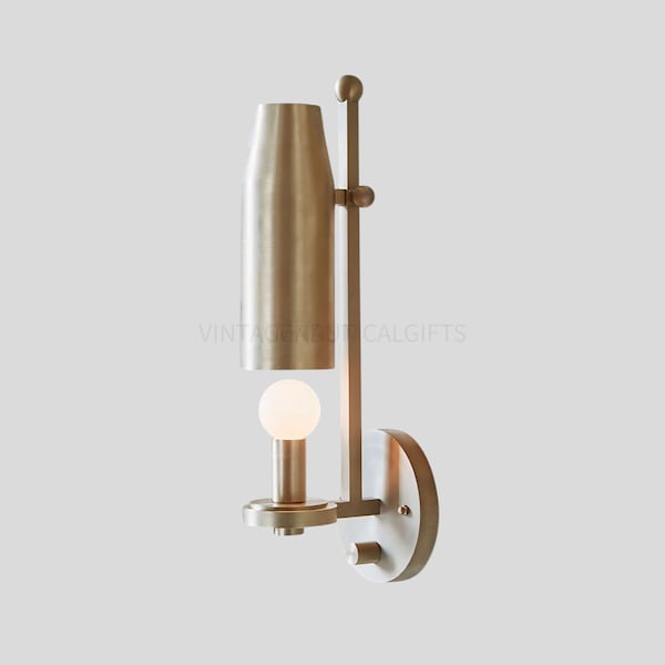 Mid-Century Modern Brass Wall Sconce - Minimalist Industrial Lighting