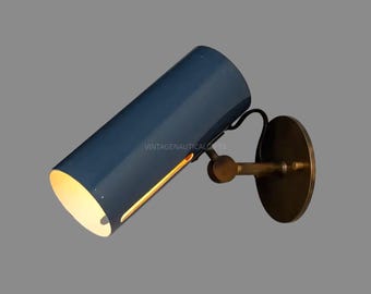 Handmade Vintage Blue Wall Sconce with Brass Mount
