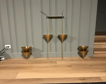 Mid-Century Modern Brass Linear Chandelier - Minimalist 1950s Style