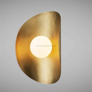 Mid Century Modern Brass Wall Sconce | Handmade Art Deco Wall Lamp | Minimalist Indoor Lighting Fixture | Vintage Style Bedroom Sconce