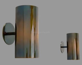 Handmade Iridescent Metal Wall Sconces: Modern Cylindrical Light Fixtures (Pair)