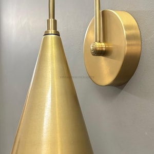 Modern Brass Wall Sconce | Minimalist Cone Sconce | Elegant Hardwired Wall Light | Mid-Century Modern Lighting | Bedroom & Hallway Décor