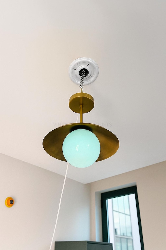Brass Semi Flush Mount Ceiling Light: Opal Glass Globe, Mid