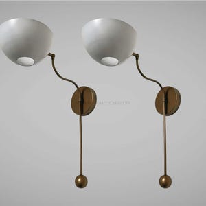 Pair of 2 Mid Century Modern Brass Wall Sconce – Wall Light Fixture – Italian Wall Sconce Bedroom, Living Room – Vintage Art Deco Lighting