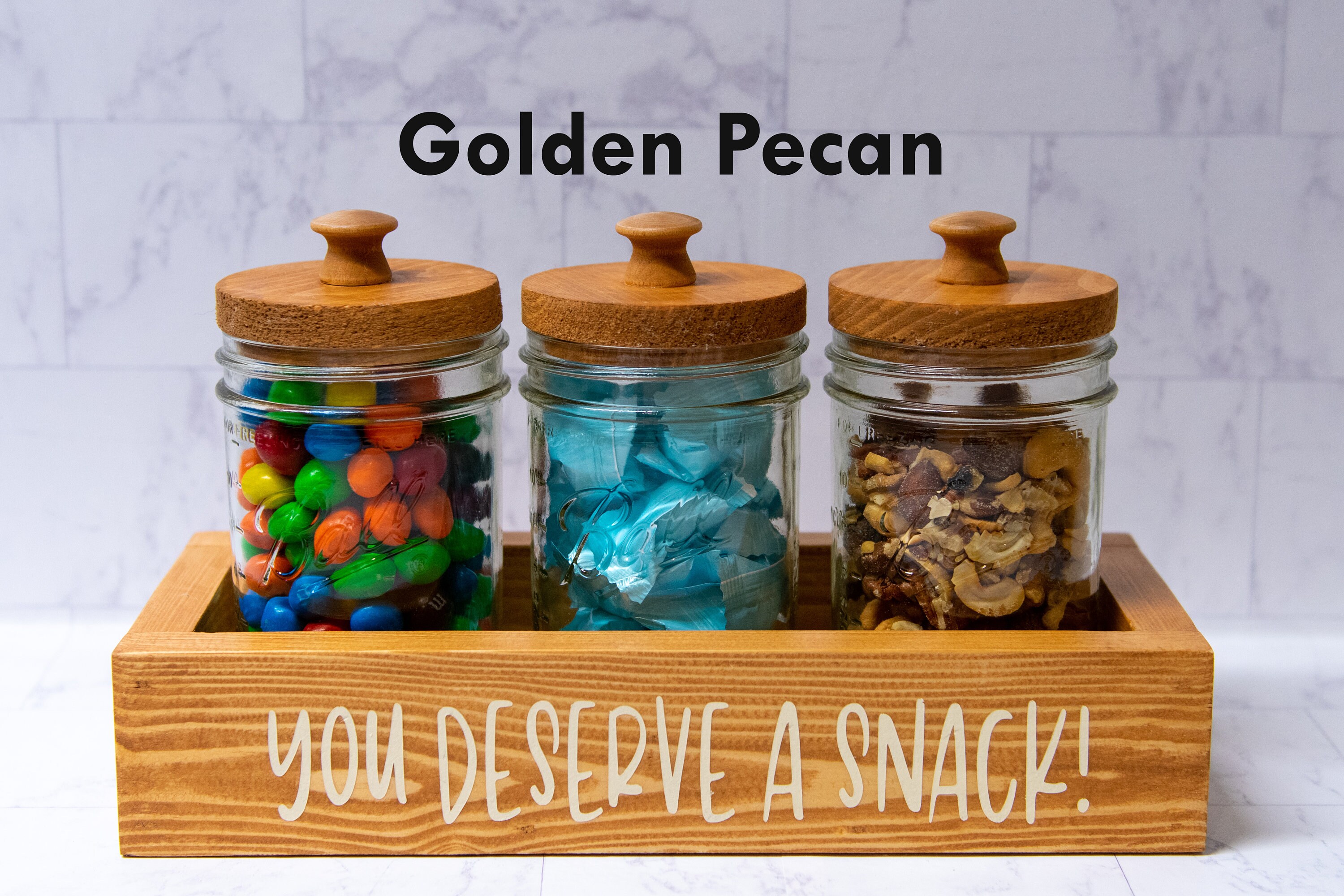 Snack Tray With Mason Jars, Candy Jars, Nut Container, Rustic
