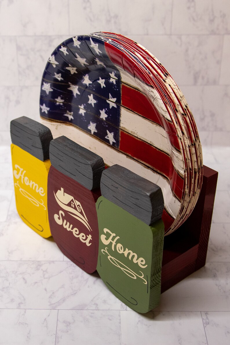 Paper Plate Holder Napkin Holder Kitchen Decor Camper Etsy