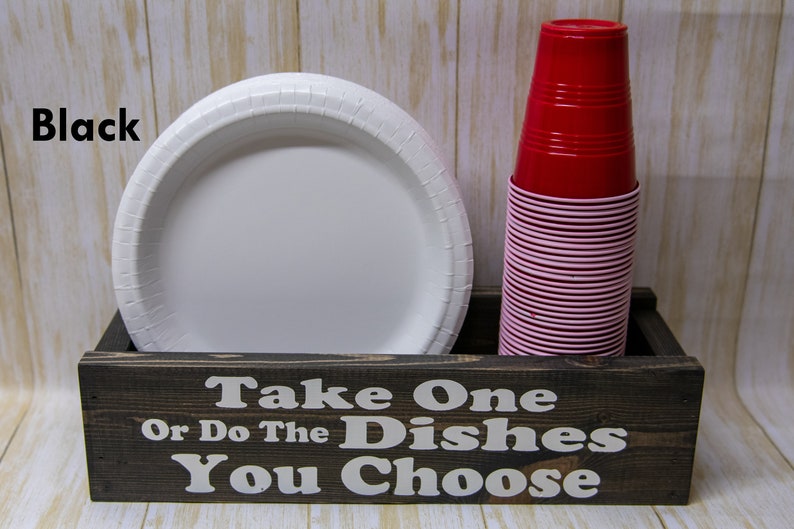 Paper Plate Holder, Paper Cup Holder, Take One or Do the Dishes