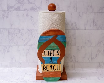 Resin Beach style Paper kitchen Towel Holder With Waves and Sandy Beach Etsy