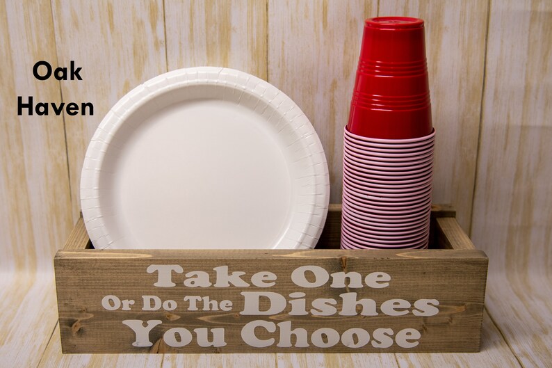 Paper Plate Holder, Paper Cup Holder, Take One or Do the Dishes