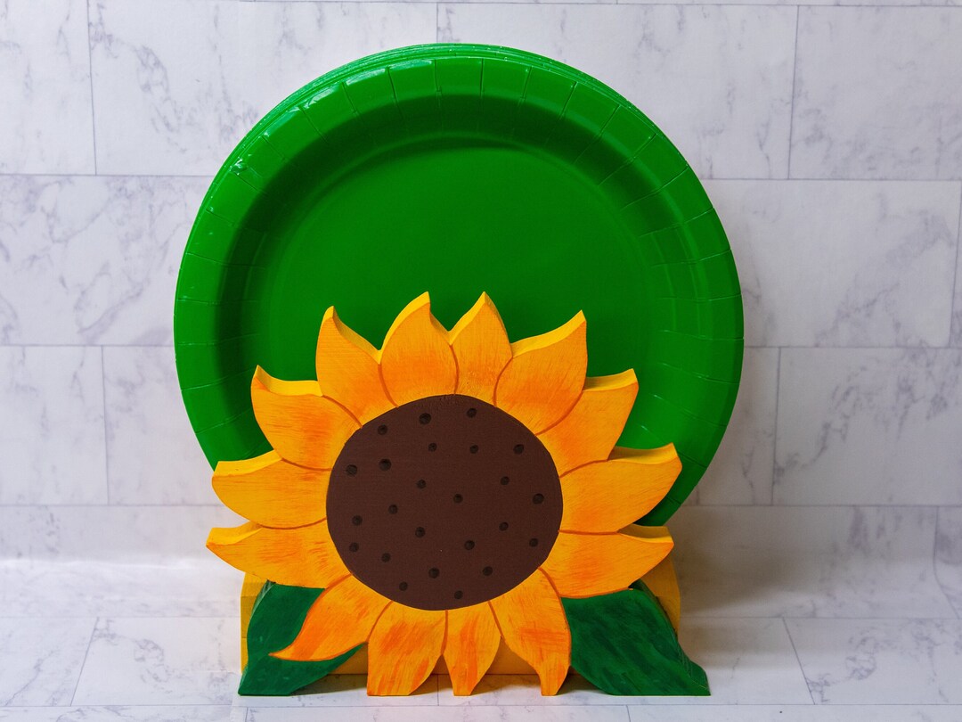 Paper Plate Holder, Napkin Holder, Kitchen Decor, Sunflower Cutout